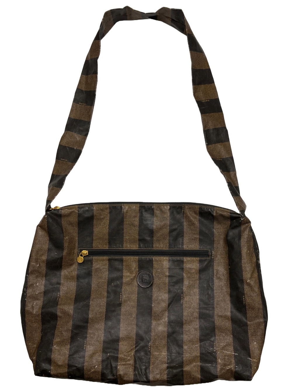 Fendi Vintage Pequin Striped Hobo Shoulder Bag